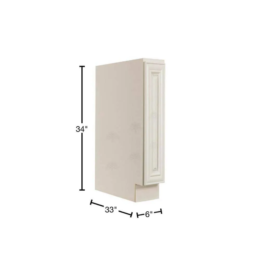 LIFEART CABINETRY Princeton Assembled 6x34.5x24 in. Base Spice Drawer Cabinet in Off-White, photo 2 of 7