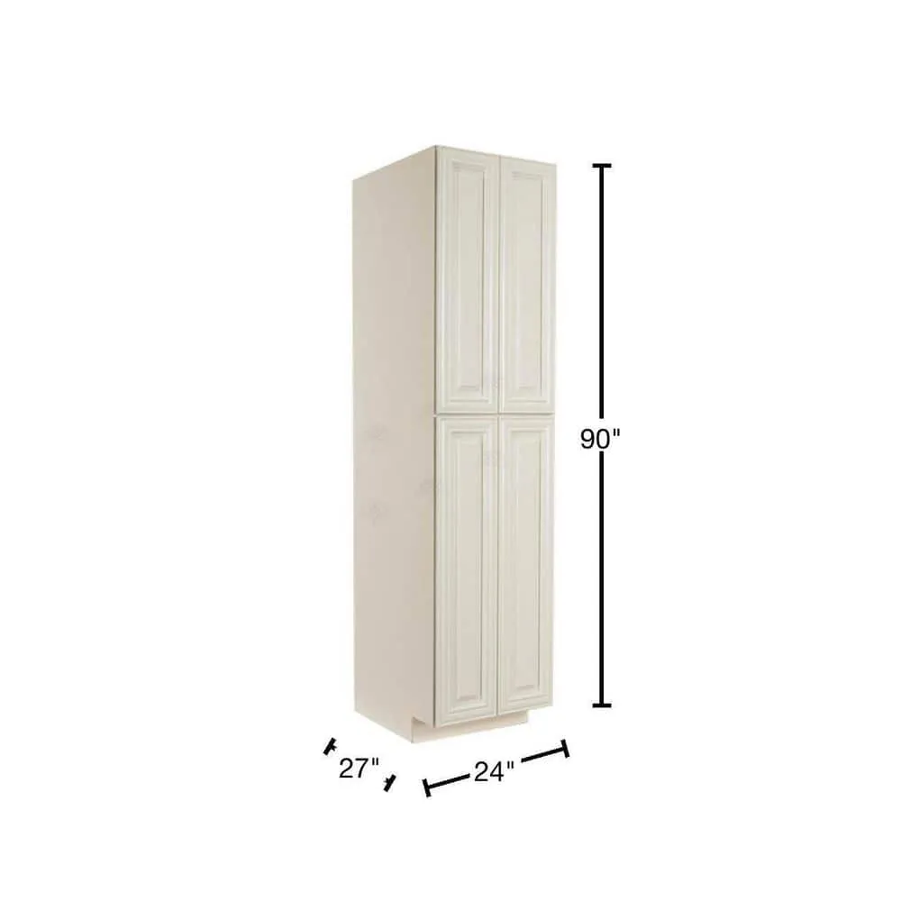 LIFEART CABINETRY Princeton Assembled 24 in. x 90 in. x 27 in. Tall Pantry with 4-Doors in Off-White, photo 2 of 8