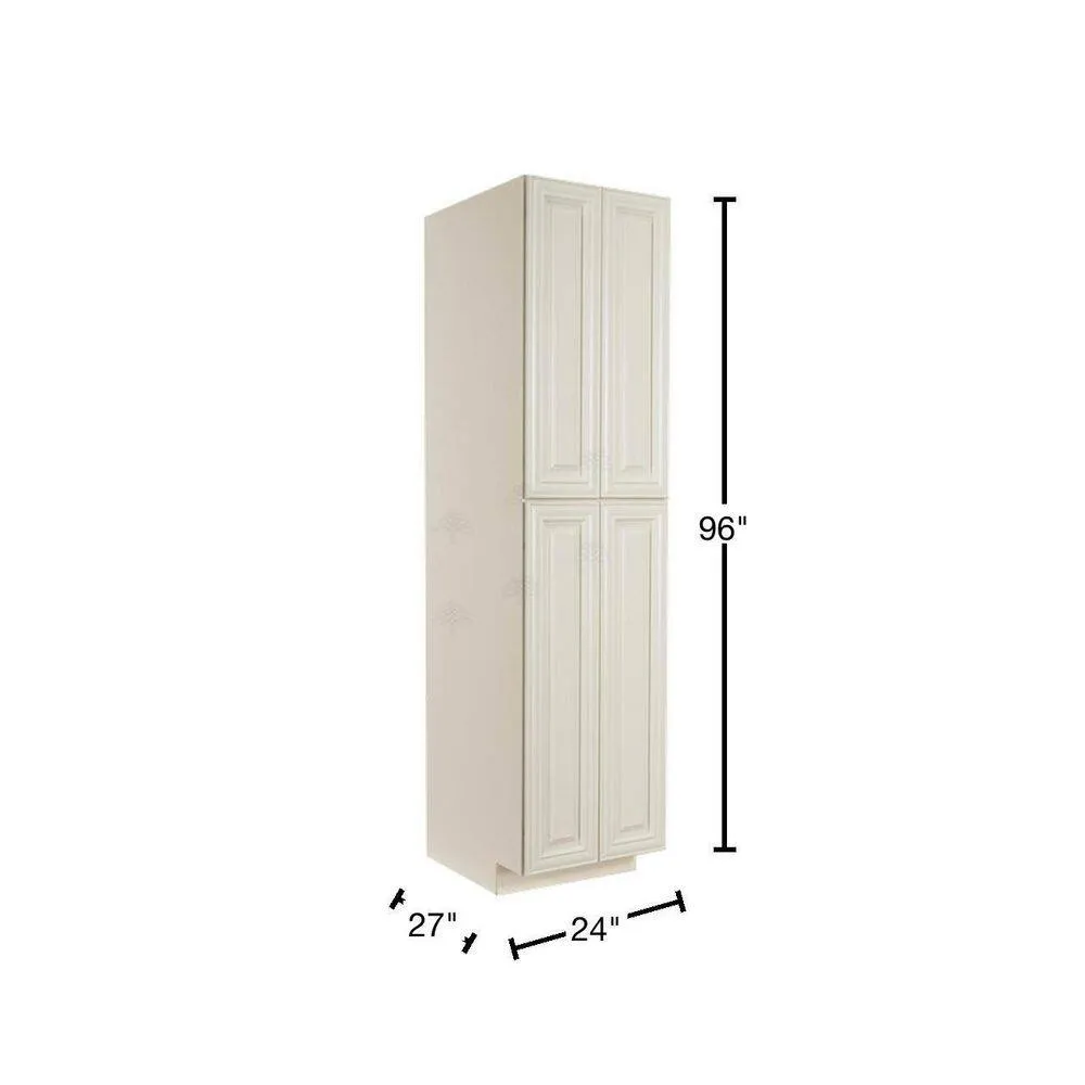 LIFEART CABINETRY Princeton Assembled 24 in. x 96 in. x 27 in. Tall Pantry with 4-Doors in Off-White, photo 2 of 8