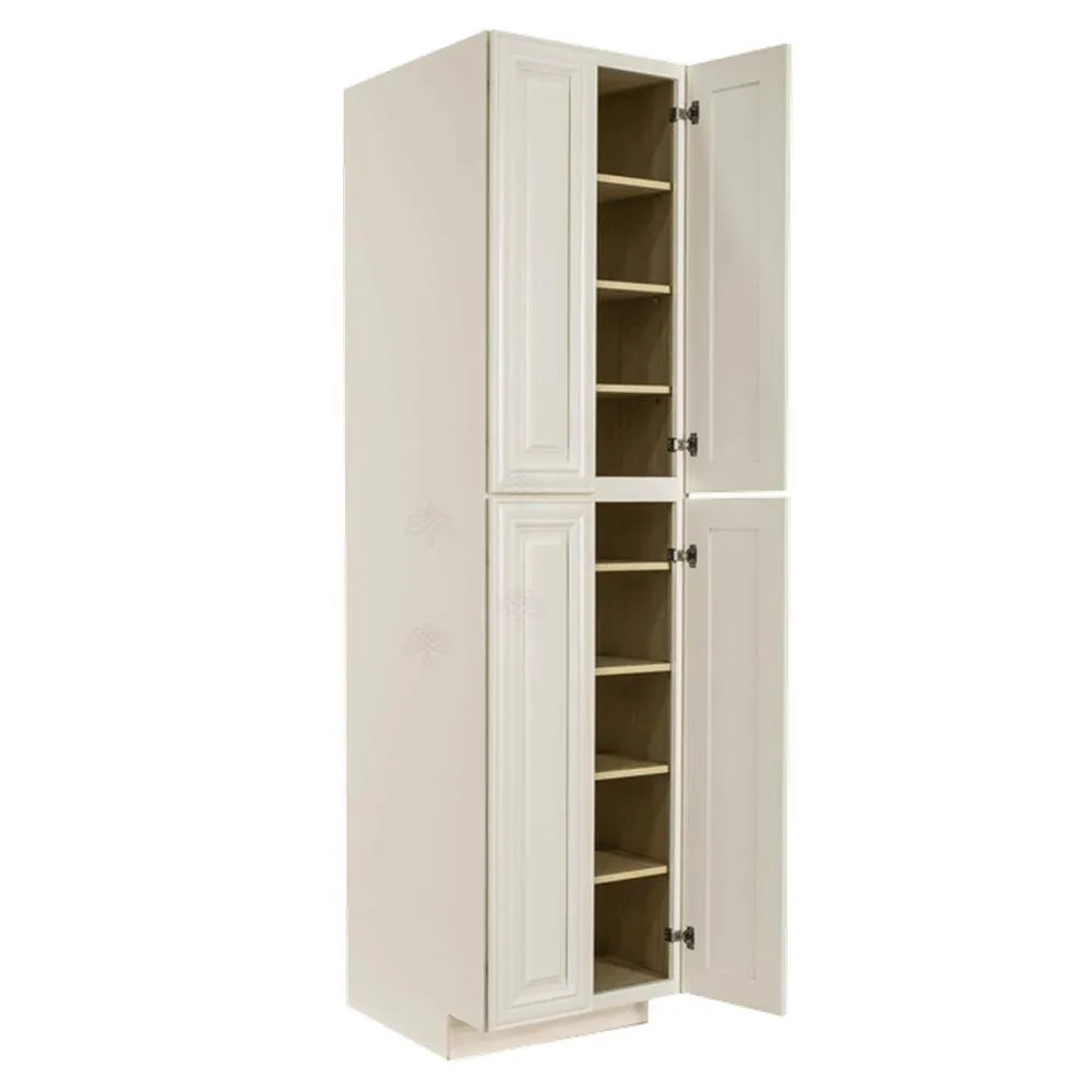 LIFEART CABINETRY Princeton Assembled 24 in. x 96 in. x 27 in. Tall Pantry with 4-Doors in Off-White, photo 4 of 8