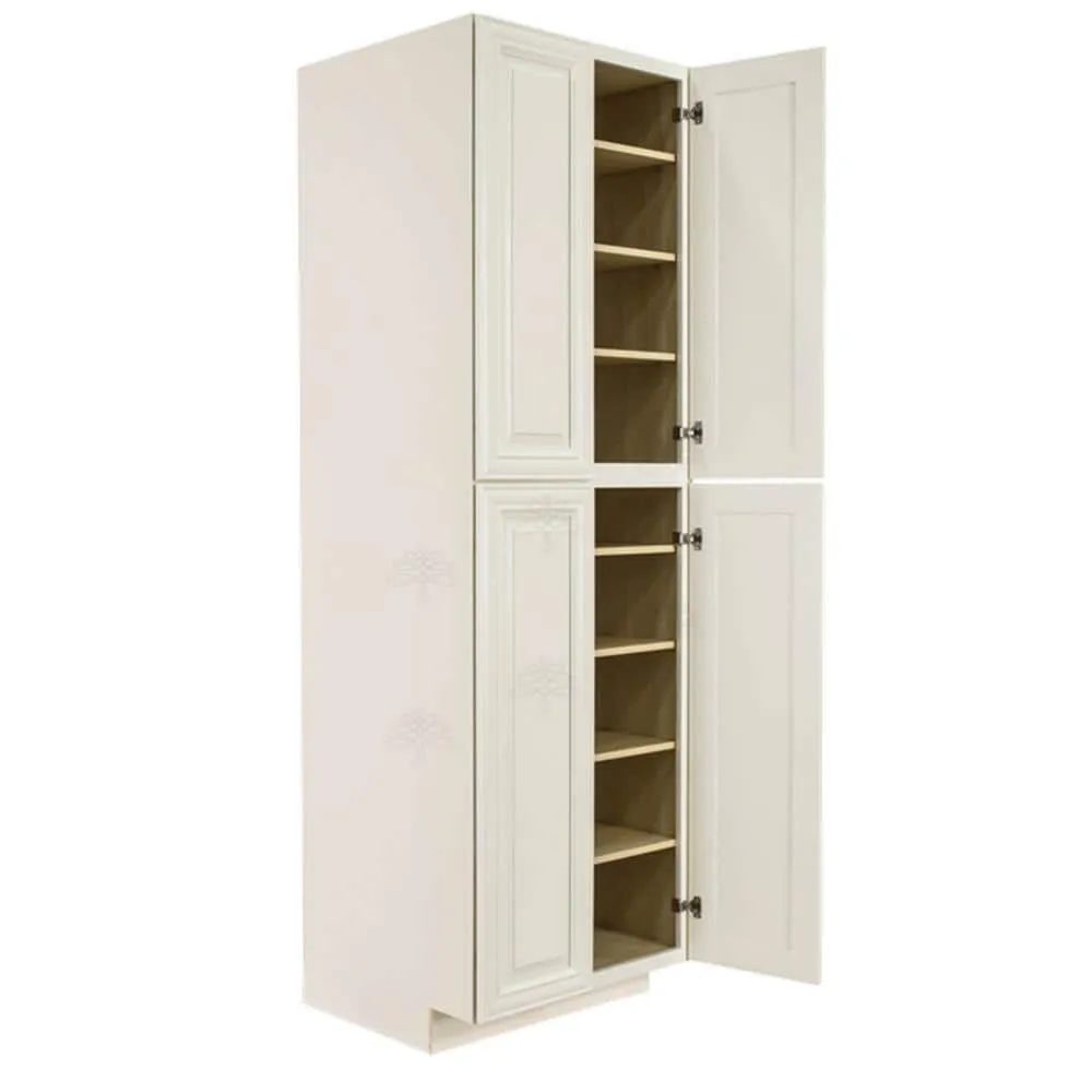 LIFEART CABINETRY Princeton Assembled 30 in. x 84 in. x 27 in. Tall Pantry with 4-Doors in Off-White, photo 3 of 7