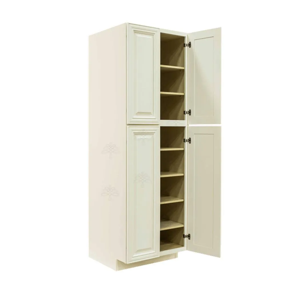 LIFEART CABINETRY Princeton Assembled 30 in. x 90 in. x 27 in. Tall Pantry with 4-Doors in Off-White, photo 3 of 7