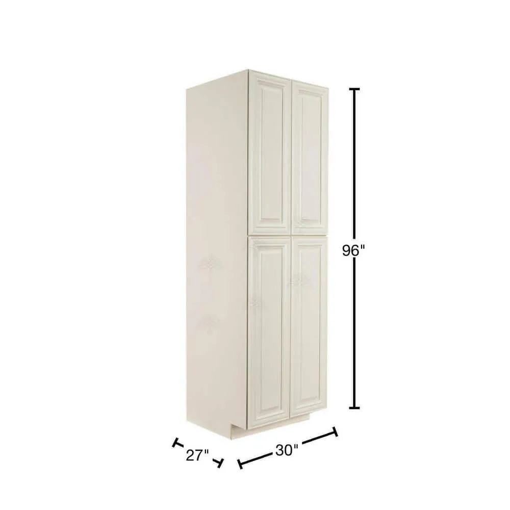 LIFEART CABINETRY Princeton Assembled 30 in. x 96 in. x 27 in. Tall Pantry Cabinet in Off-White, photo 2 of 8