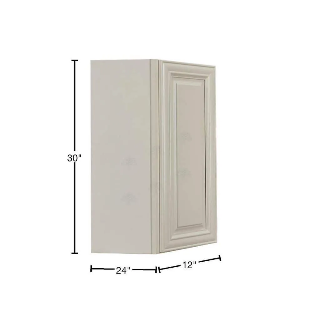 LIFEART CABINETRY Princeton Assembled 24 in. x 30 in. x 12 in. Wall Diagonal Corner Cabinet with 1-Door 2-Shelves in Off-White, photo 3 of 10