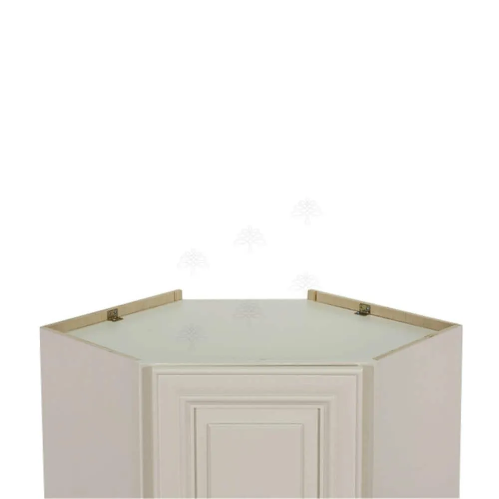LIFEART CABINETRY Princeton Assembled 24 in. x 30 in. x 12 in. Wall Diagonal Corner Cabinet with 1-Door 2-Shelves in Off-White, photo 7 of 10