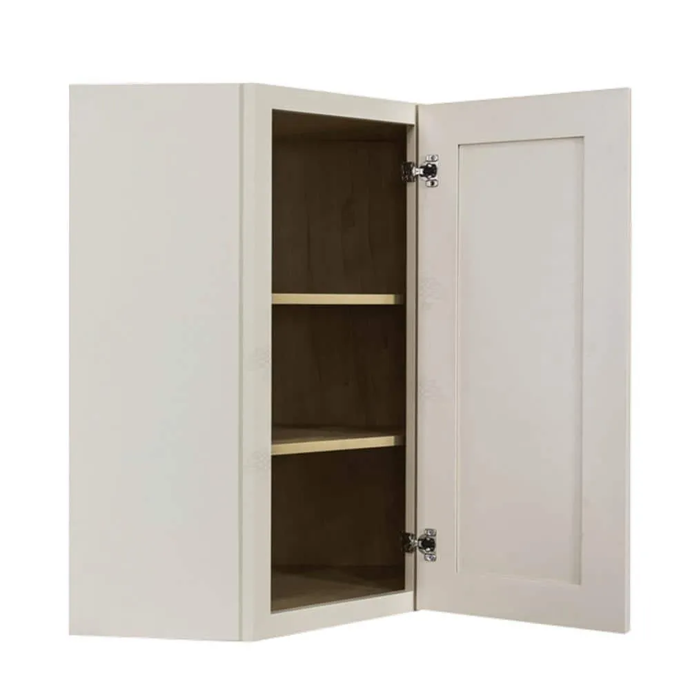 LIFEART CABINETRY Princeton Assembled 24 in. x 30 in. x 12 in. Wall Diagonal Corner Cabinet with 1-Door 2-Shelves in Off-White, photo 5 of 10