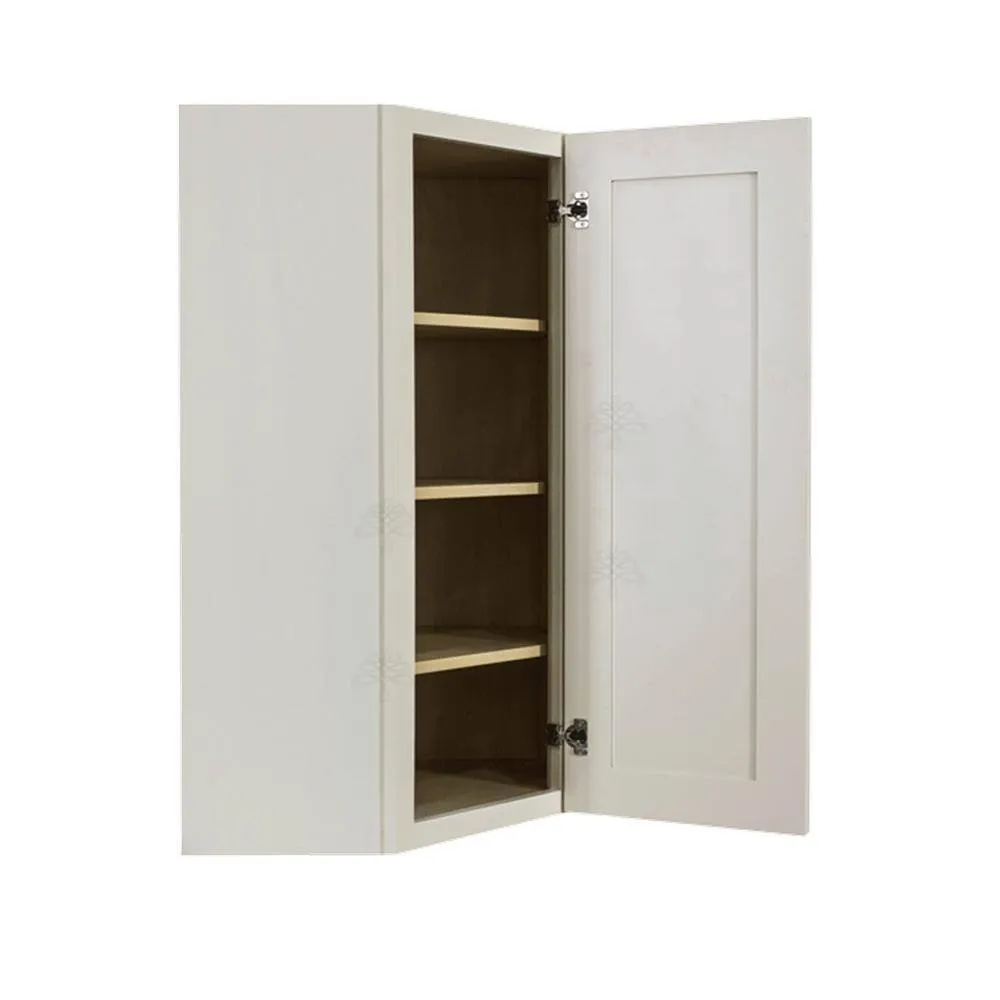 LIFEART CABINETRY Princeton Assembled 24 in. x 42 in. x 12 in. Wall Diagonal Corner Cabinet with 1-Door 3-Shelves in Off-White, photo 4 of 9
