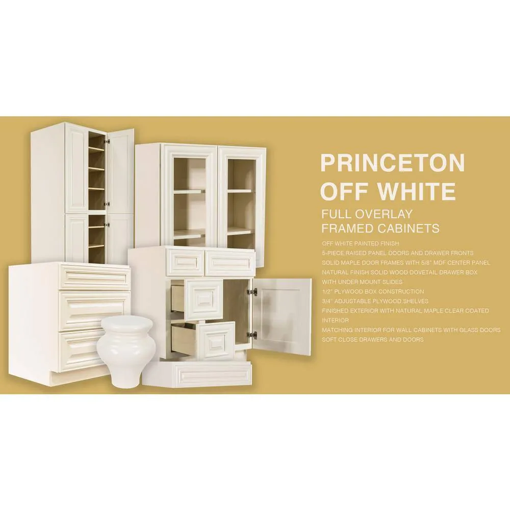 LIFEART CABINETRY Princeton Assembled 24 in. x 42 in. x 12 in. Wall Diagonal Corner Cabinet with 1-Door 3-Shelves in Off-White, photo 8 of 9