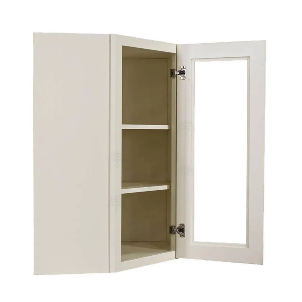 LIFEART CABINETRY Princeton Assembled 24 in. x 36 in. x 15 in. Wall Diagonal Mullion Door Cabinet with 1-Door 2-Shelves in Off-White, photo 3 of 7
