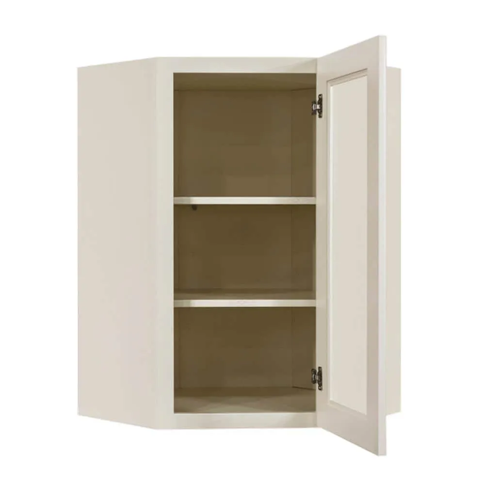 LIFEART CABINETRY Princeton Assembled 24 in. x 36 in. x 15 in. Wall Diagonal Mullion Door Cabinet with 1-Door 2-Shelves in Off-White, photo 2 of 7