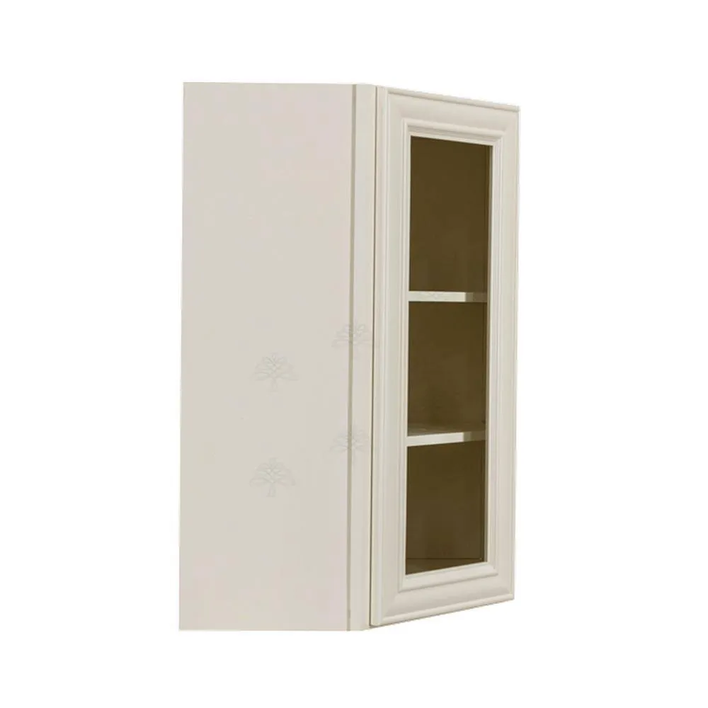 LIFEART CABINETRY Princeton Assembled 24 in. x 30 in. x 12 in. Wall Diagonal Mullion Door Cabinet with 1-Door 2-Shelves in Off-White, photo 4 of 8