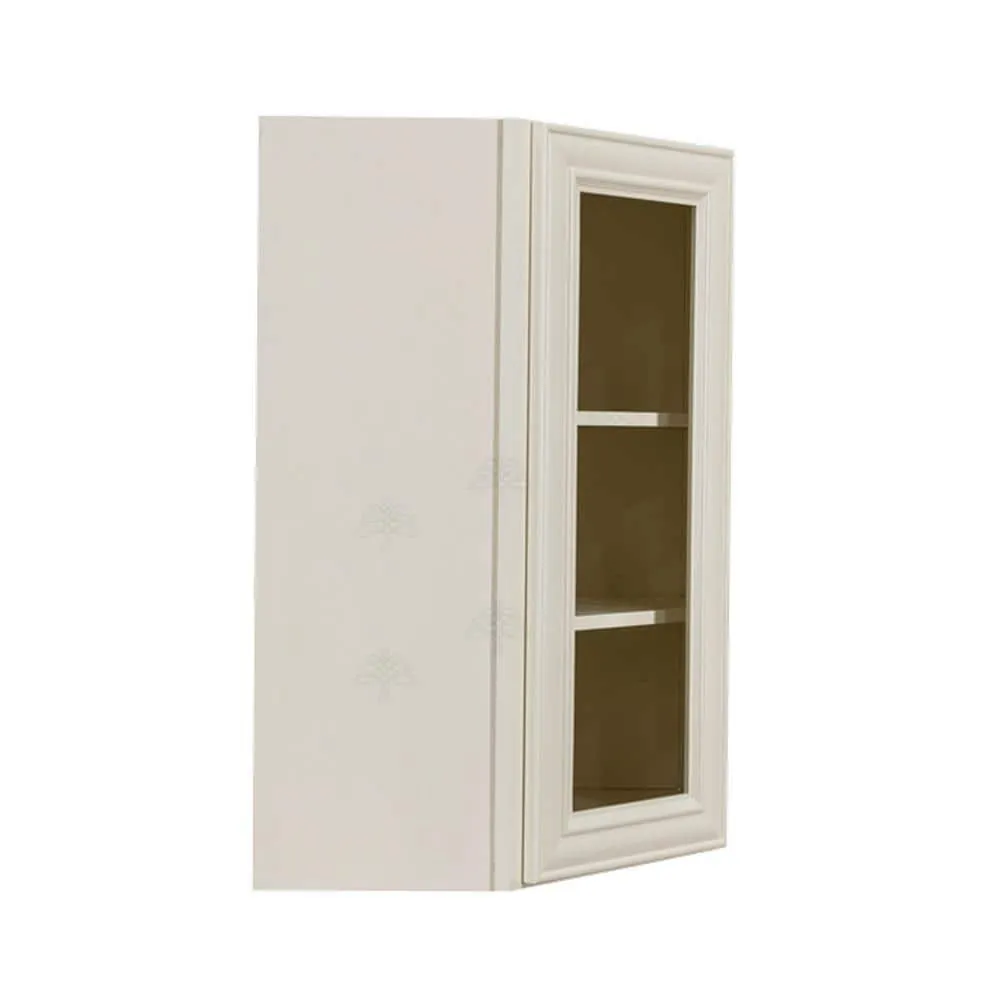 LIFEART CABINETRY Princeton Assembled 24 in. x 36 in. x 12 in. Wall Diagonal Mullion Door Cabinet with 1-Door 2-Shelves in Off-White, photo 4 of 8