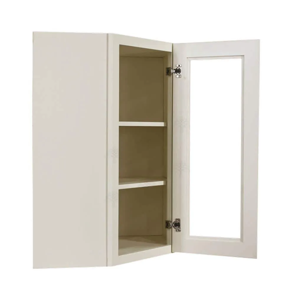 LIFEART CABINETRY Princeton Assembled 24 in. x 36 in. x 12 in. Wall Diagonal Mullion Door Cabinet with 1-Door 2-Shelves in Off-White, photo 3 of 8