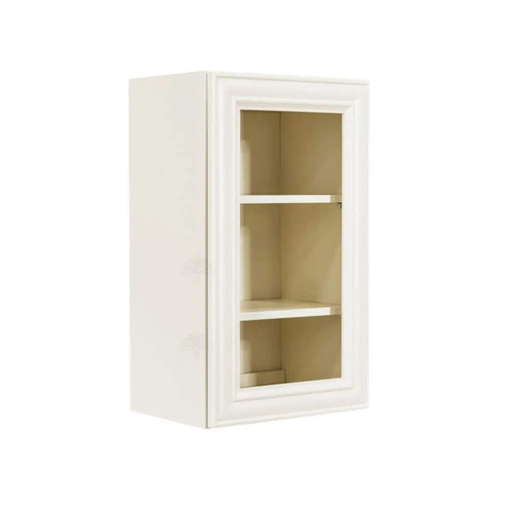 LIFEART CABINETRY Princeton Assembled 15 in. x 30 in. x 12 in. Wall Mullion Door Cabinet with 1-Door 2-Shelves in Off-White, photo 5 of 8
