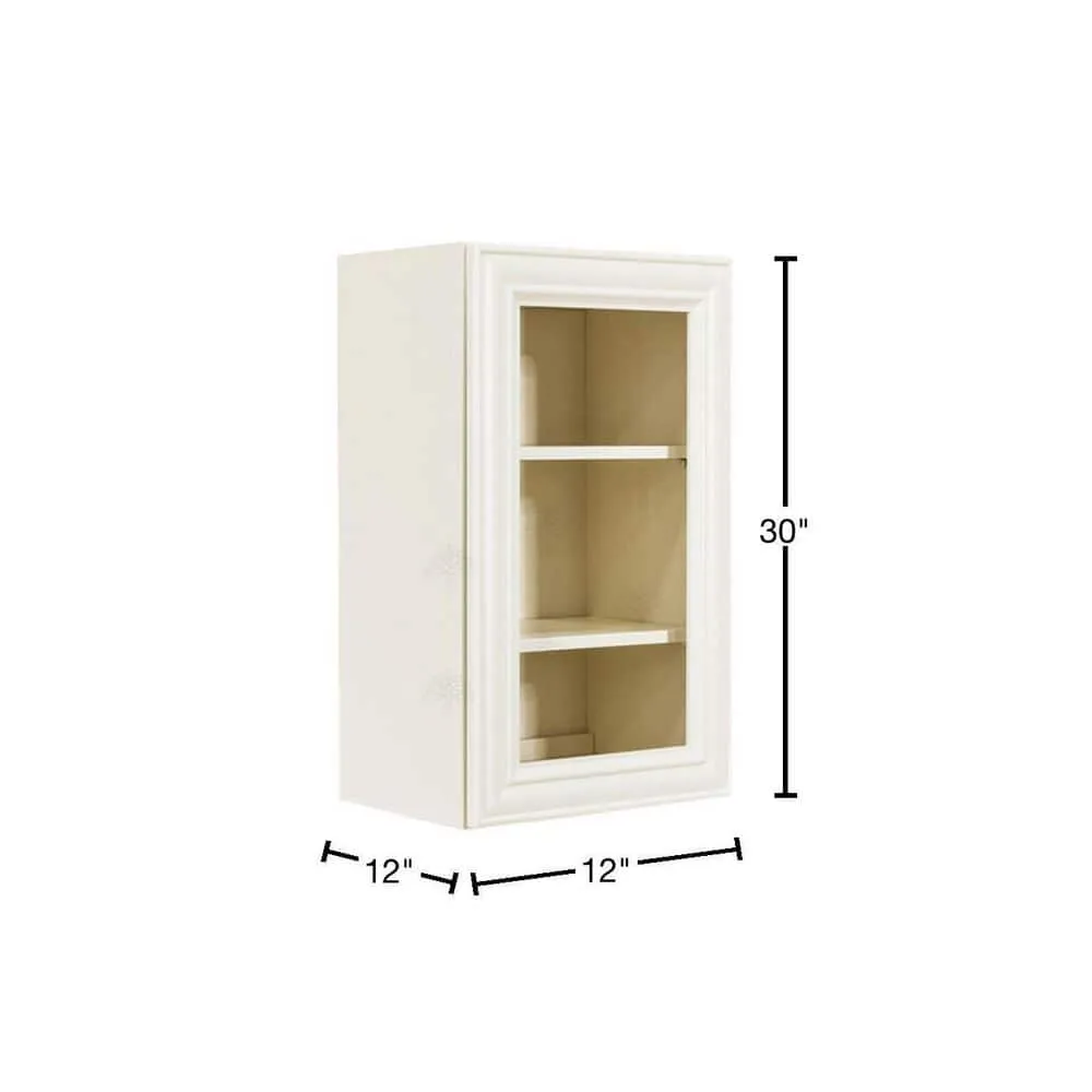 LIFEART CABINETRY Princeton Assembled 15 in. x 30 in. x 12 in. Wall Mullion Door Cabinet with 1-Door 2-Shelves in Off-White, photo 2 of 8
