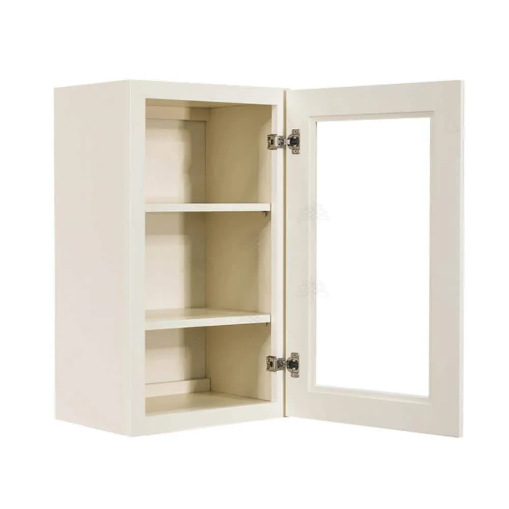 LIFEART CABINETRY Princeton Assembled 15 in. x 30 in. x 12 in. Wall Mullion Door Cabinet with 1-Door 2-Shelves in Off-White, photo 4 of 8