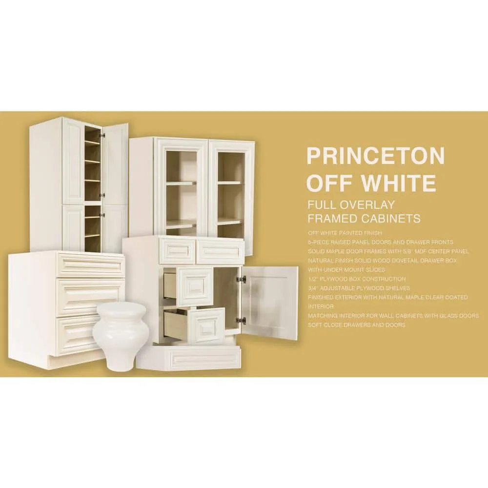 LIFEART CABINETRY Princeton Assembled 18 in. x 42 in. x 12 in. Wall Mullion Door Cabinet with 1-Door 3-Shelves in Off-White, photo 7 of 8