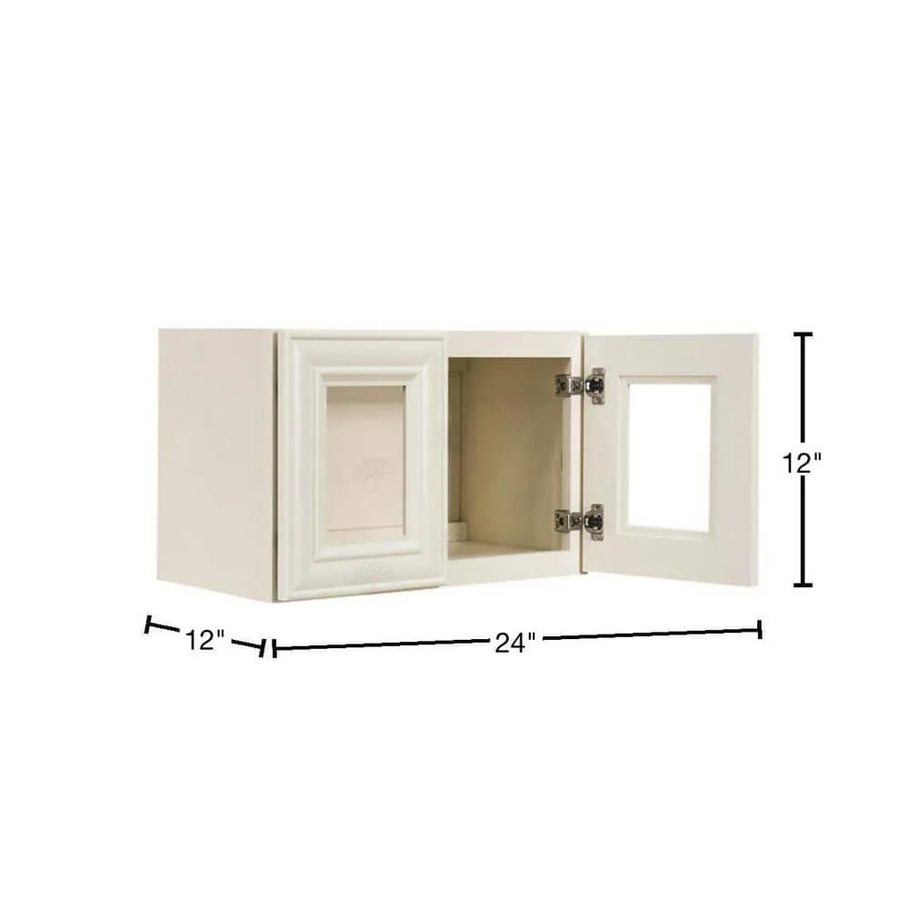 LIFEART CABINETRY Princeton Assembled 24 in. x 12 in. x 12 in. Wall Mullion Door Cabinet with 2-Door in Off-White, photo 2 of 8