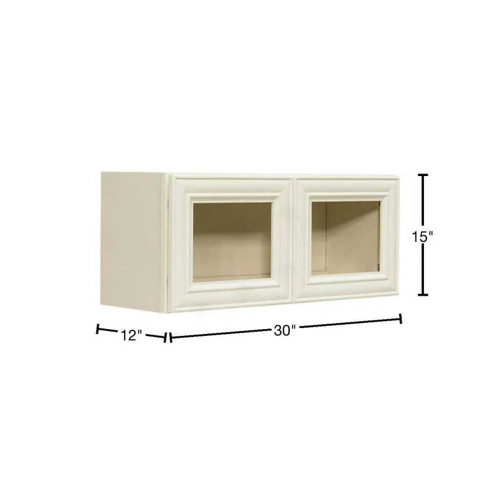 LIFEART CABINETRY Princeton Assembled 30 in. x 15 in. x 12 in. Wall Mullion Door Cabinet with 2-Door in Off-White, photo 2 of 8
