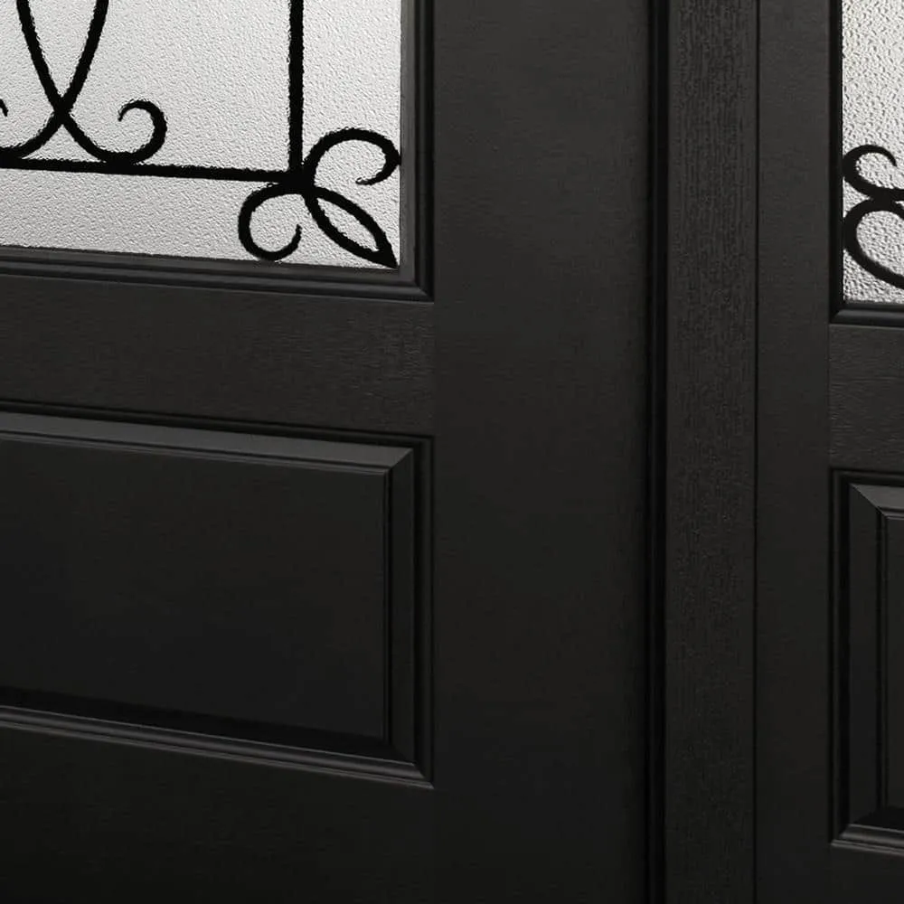 Steves & Sons Regency 36 in. x 80 in. 3/4-Lite Georgian Deco Glass Left-Hand Inswing Onyx Stained Mahogany-Style Fiberglass Prehung Front Door, photo 3 of 7