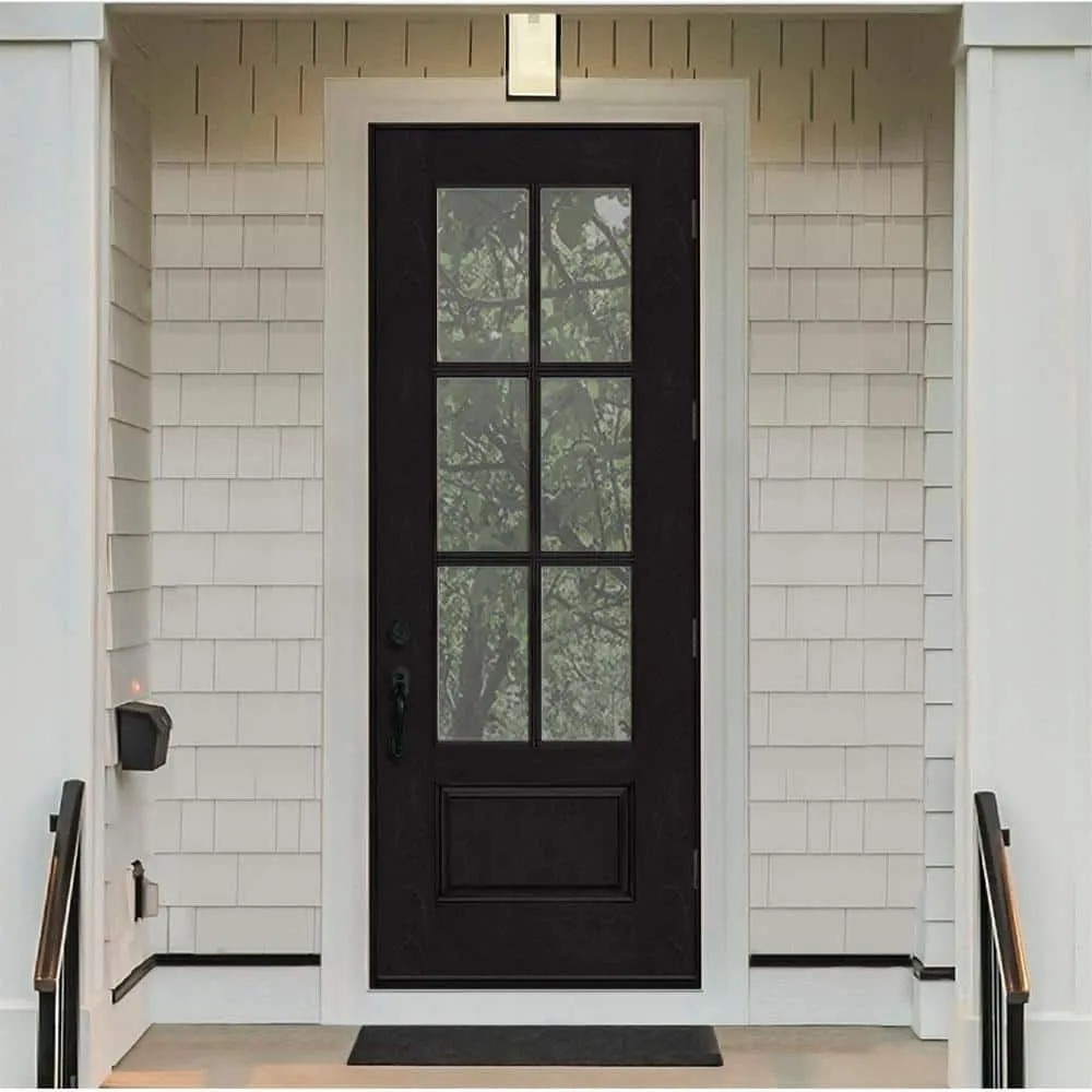 Steves & Sons Regency 36 in. x 96 in. 3/4-6 Lite Clear Glass LHOS Onyx Stained Fiberglass Prehung Front Door, photo 2 of 8