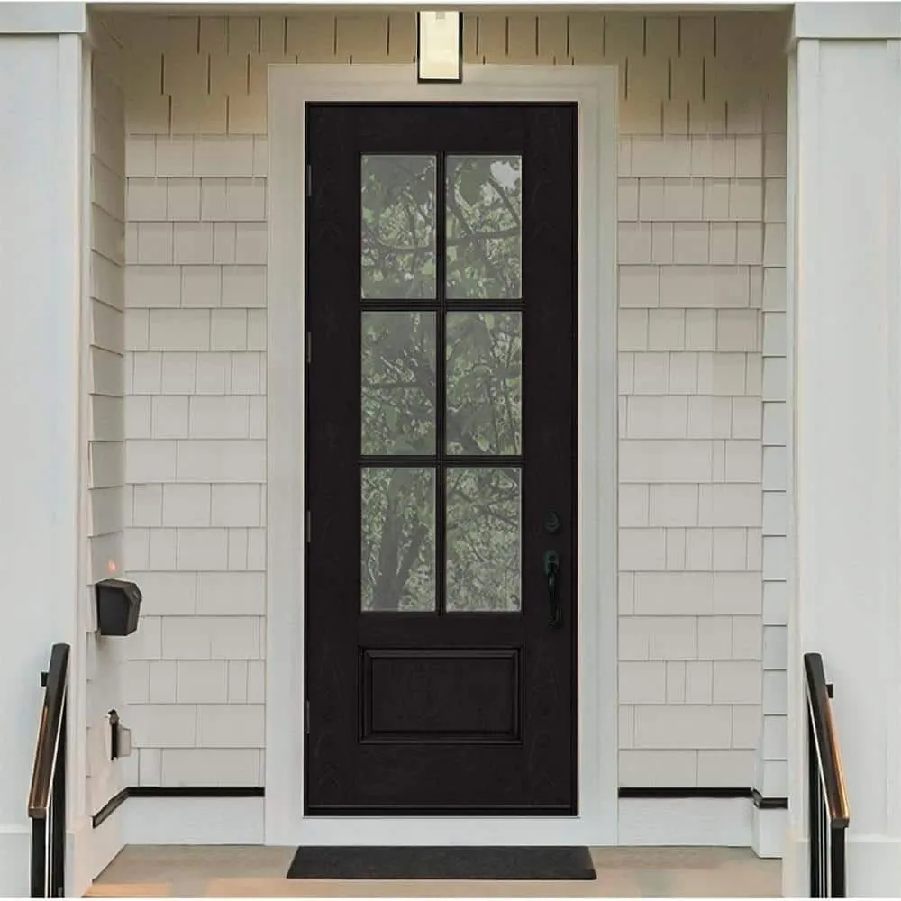Steves & Sons Regency 36 in. x 96 in. 3/4-6 Lite Clear Glass RHOS Onyx Stained Fiberglass Prehung Front Door, photo 2 of 8