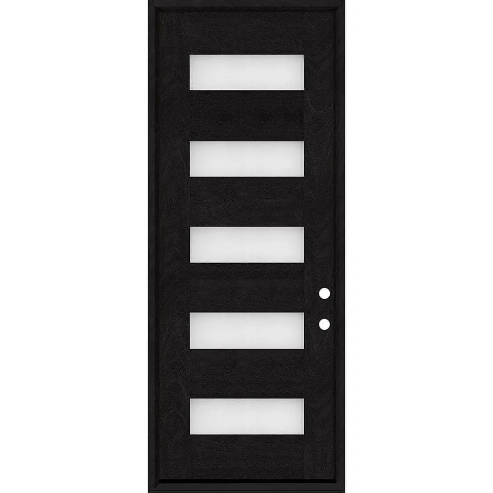 Steves & Sons Regency 36 in. x 96 in. 5L Modern Frosted Glass LHIS Onyx Stained Fiberglass Prehung Front Door, photo 2 of 3