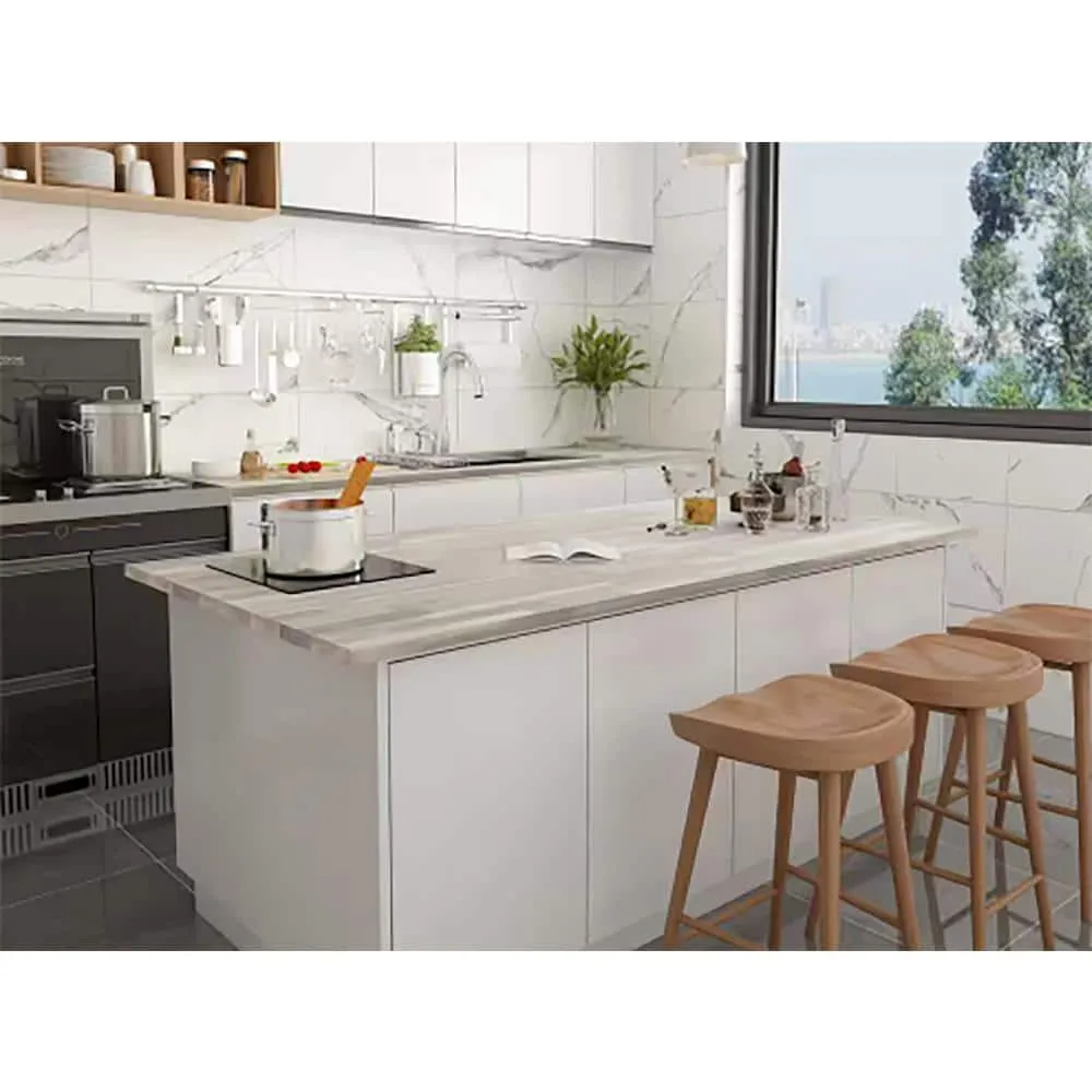 Interbuild 6.2 ft. L x 36 in. D, Acacia Butcher Block Island Countertop, Finished in Organic White with Square Edge, photo 3 of 7