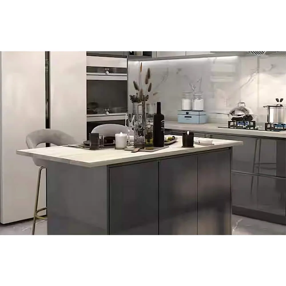 Interbuild 6.2 ft. L x 36 in. D, Acacia Butcher Block Island Countertop, Finished in Organic White with Square Edge, photo 6 of 7
