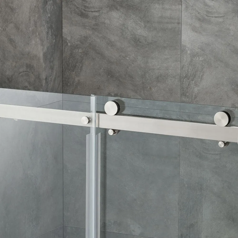 OVE Decors Bel Soft Close 48 in. W x 78.75 in. H Alcove Sliding Frameless Shower Door in Satin Nickel, photo 10 of 15