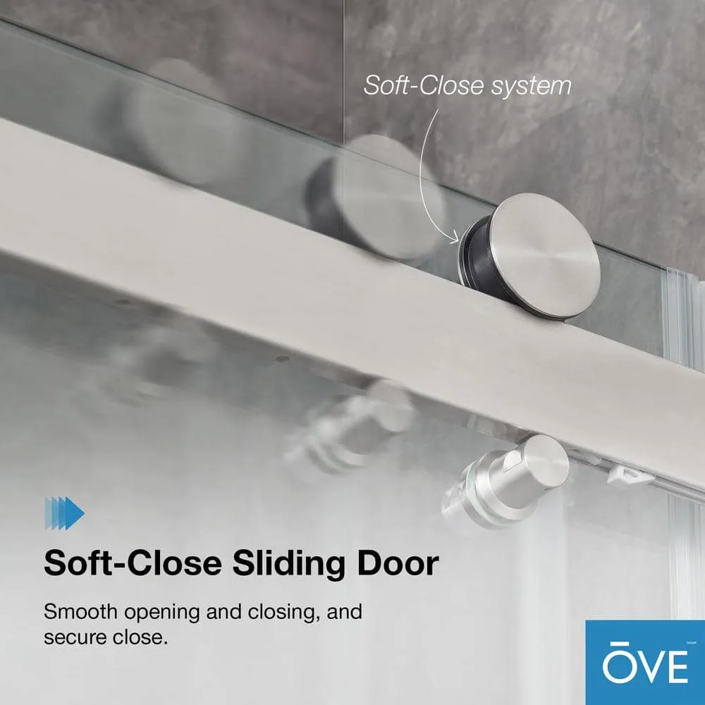 OVE Decors Bel Soft Close 48 in. W x 78.75 in. H Alcove Sliding Frameless Shower Door in Satin Nickel, photo 3 of 15