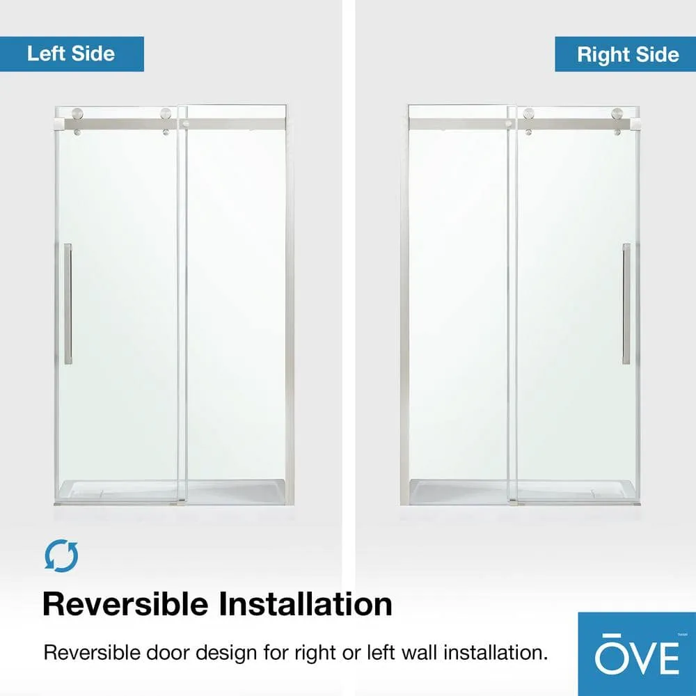 OVE Decors Bel Soft Close 48 in. W x 78.75 in. H Alcove Sliding Frameless Shower Door in Satin Nickel, photo 7 of 15