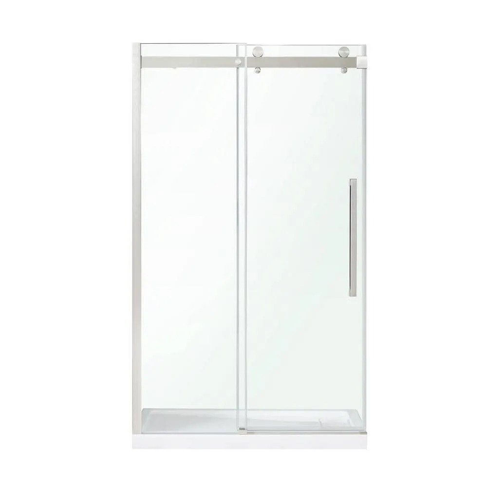 OVE Decors Bel Soft Close 48 in. W x 78.75 in. H Alcove Sliding Frameless Shower Door in Satin Nickel, photo 2 of 15