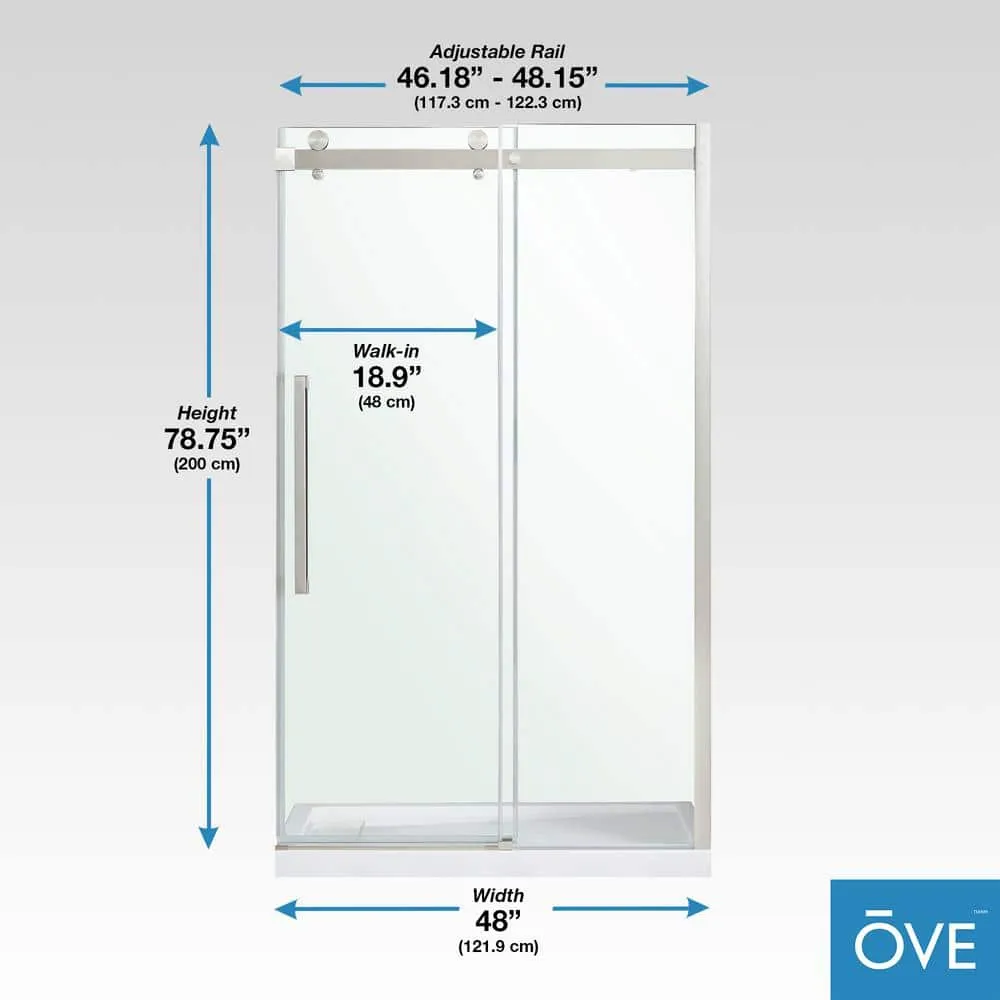 OVE Decors Bel Soft Close 48 in. W x 78.75 in. H Alcove Sliding Frameless Shower Door in Satin Nickel, photo 15 of 15