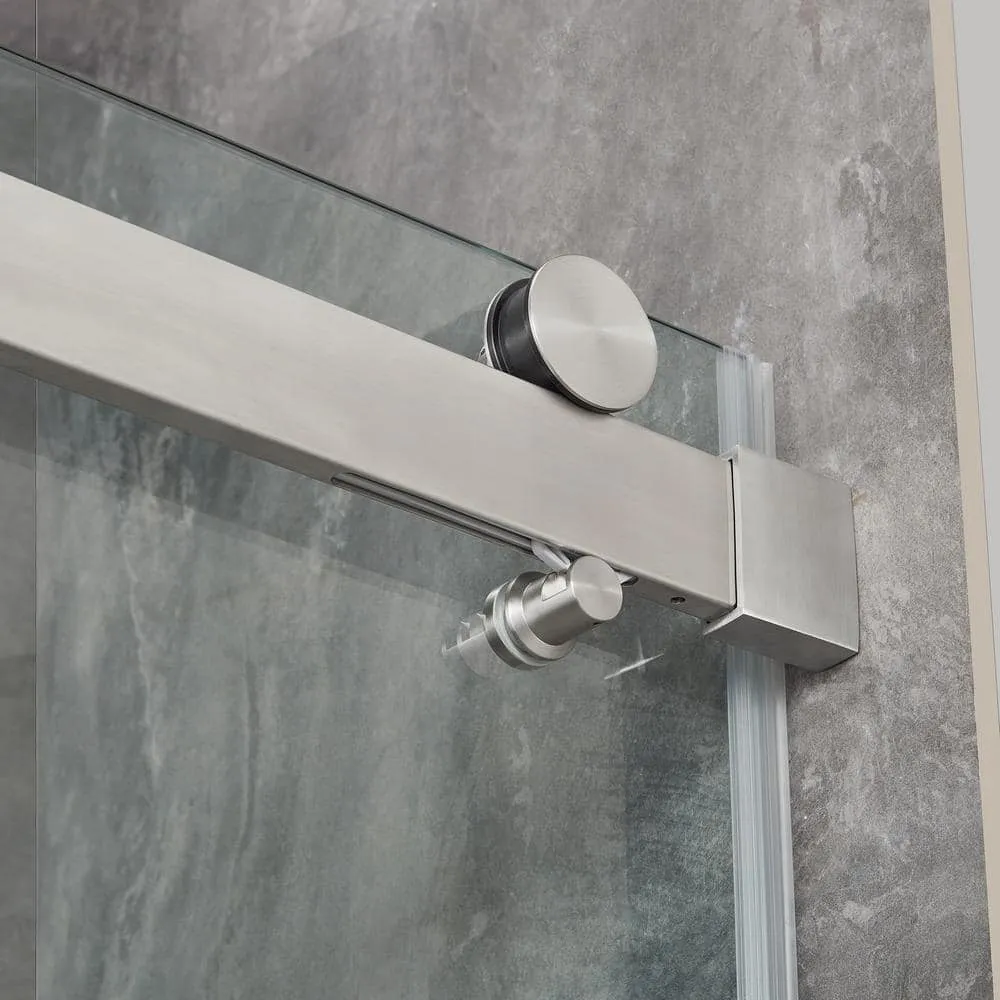 OVE Decors Bel Soft Close 48 in. W x 78.75 in. H Alcove Sliding Frameless Shower Door in Satin Nickel, photo 12 of 15