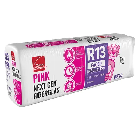 R-13 Kraft Faced Fiberglass Insulation Batts, 3.5 × 15 × 93 in
