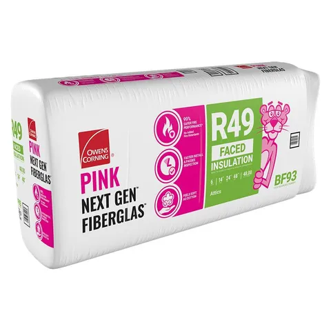 R-49 Kraft Faced Fiberglass Insulation Batts, 14 × 24 × 48 in