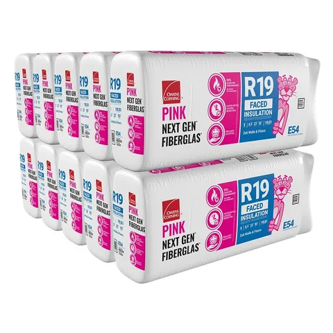 R-19 Kraft Faced Fiberglass Insulation Batts, 6.25 × 23 × 93 in