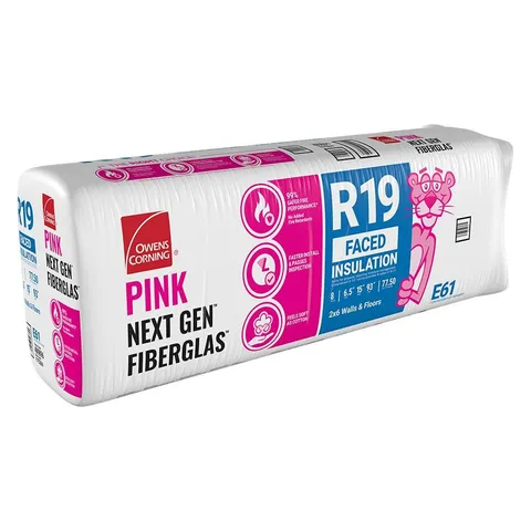R-19 Kraft Faced Fiberglass Insulation Batts, 6.25 × 15 × 93 in