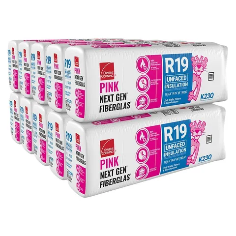 R-19 Unfaced Fiberglass Insulation Batts, 6.5 × 19.25 × 48 in