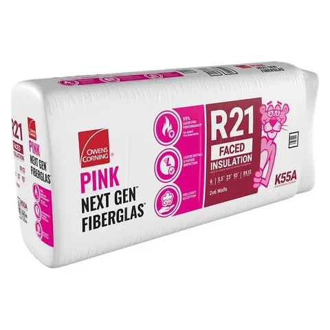 R-21 Kraft Faced Fiberglass Insulation Batts — 5.5 × 23 × 93 in