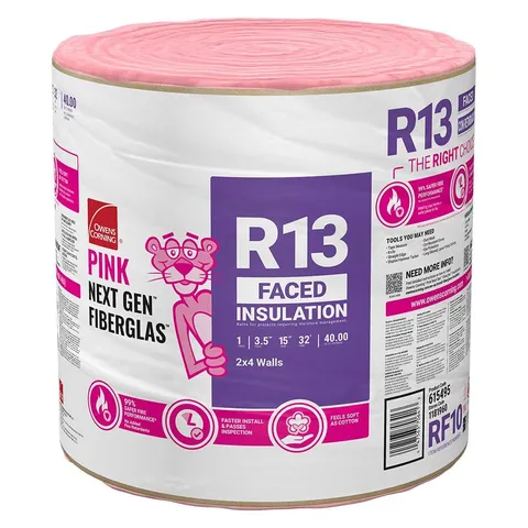 PINK EcoTouch R-13 Kraft Faced Fiberglass Insulation Roll