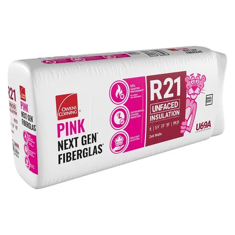 R-21 Unfaced Fiberglass Insulation Batts, 5.5 × 23.25 × 93 in
