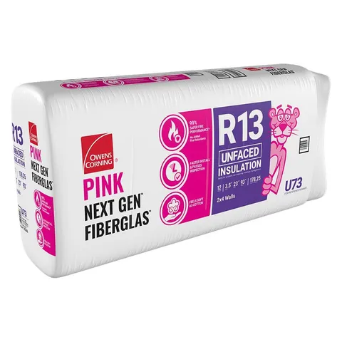 R-13 Unfaced Fiberglass Insulation Batts, 3.5 × 23 × 93 in