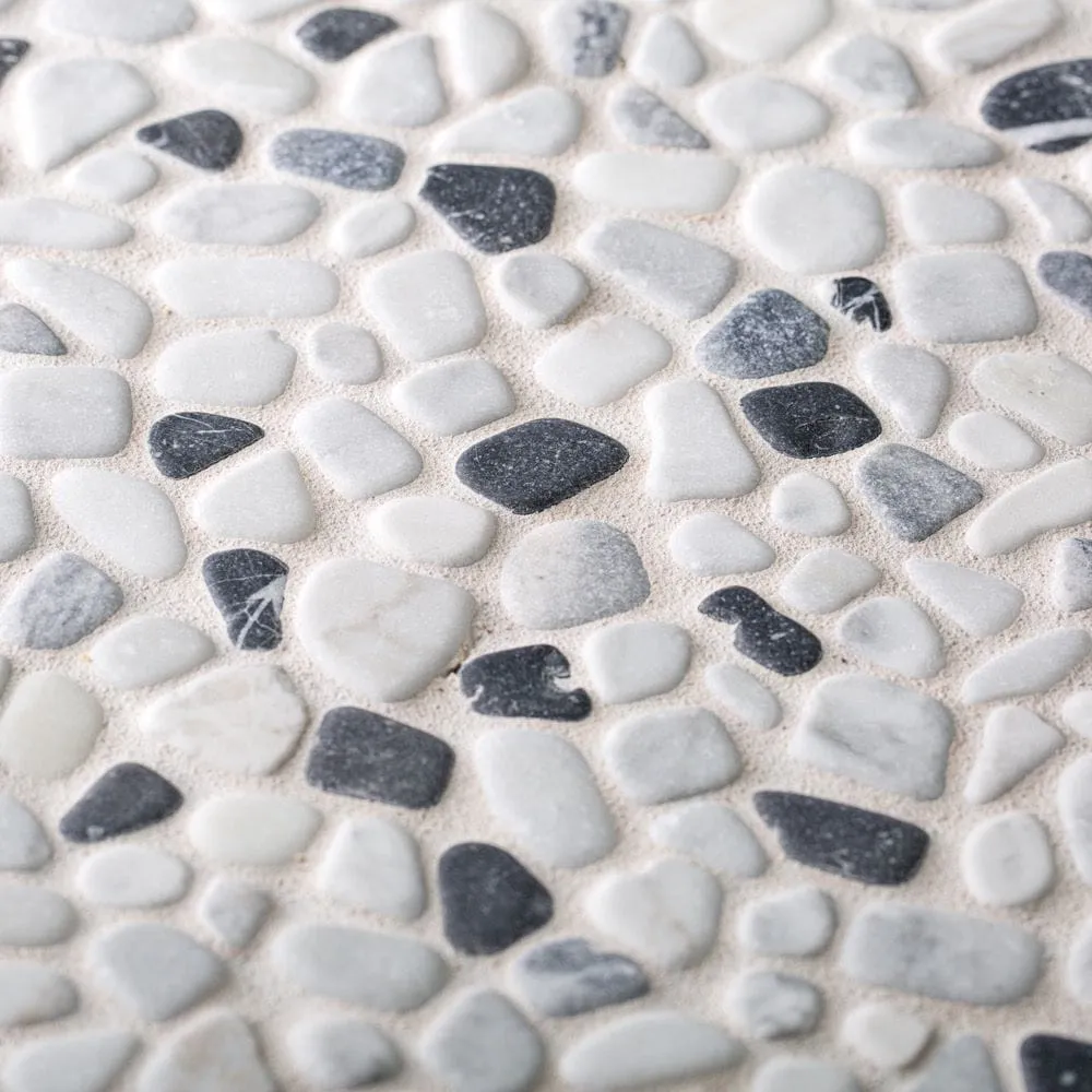 Jeffrey Court Carrara River Rocks 11.625 in. x 11.625 in. x 10.5 mm Marble Mosaic Floor and Wall Tile, photo 2 of 3