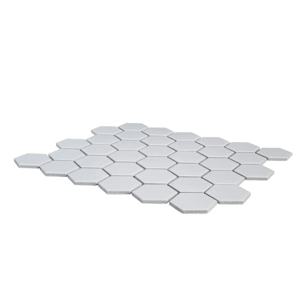 Jeffrey Court Callalily White 12.375 in. x 10.875 in. x 6 mm Hexagon Matte Porcelain Floor and Wall Mosaic Tile, photo 2 of 3