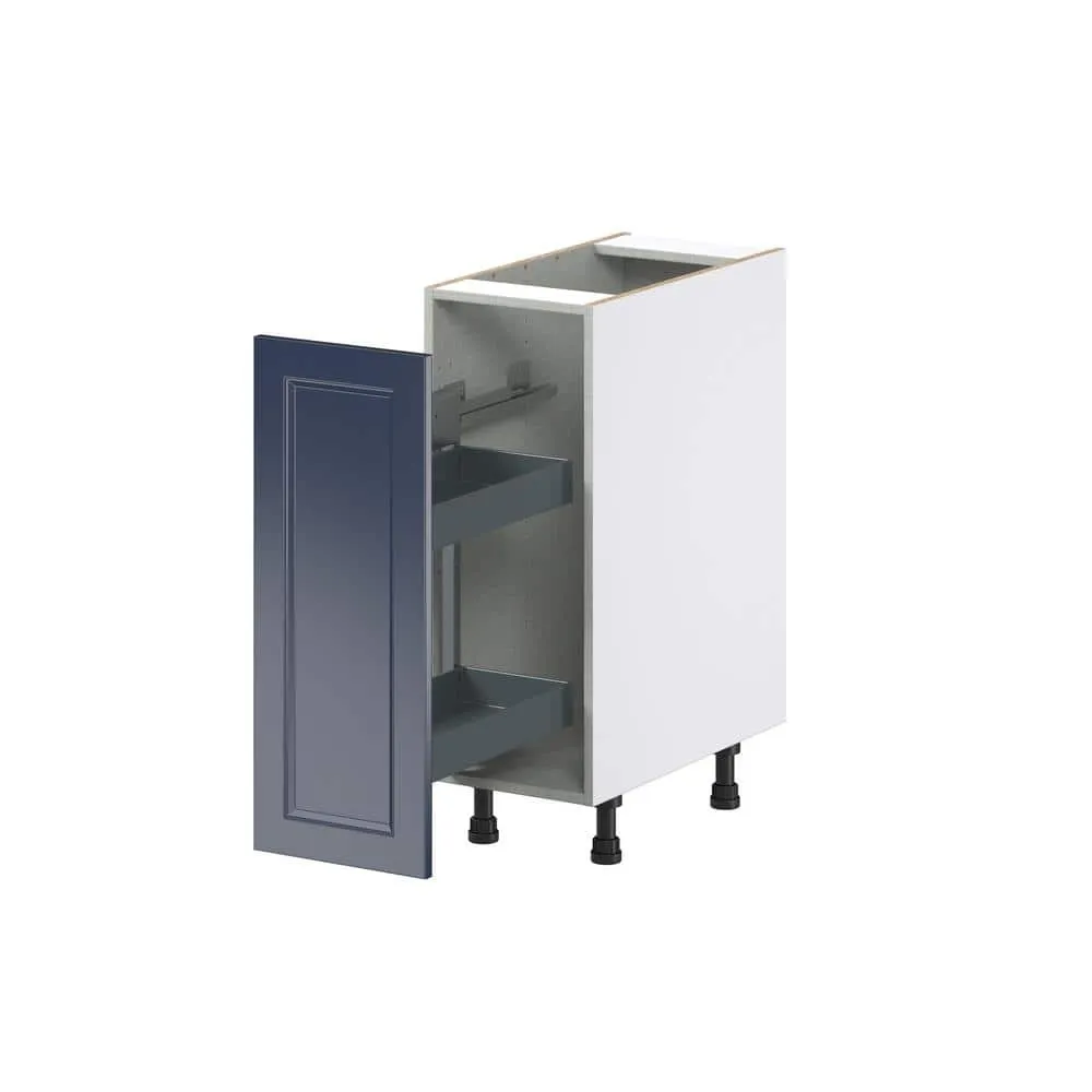 J COLLECTION Devon Painted Blue Recessed Assembled PullOut Left Spice Rack Kitchen Cabinet (12 in. W x 34.5 in. H x 24 in. D), photo 6 of 8