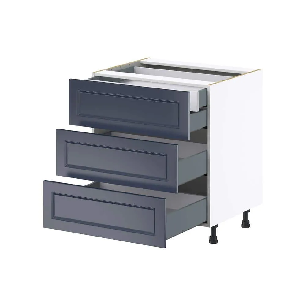 J COLLECTION 30 in. W x 24 in. D x 34.5 in. H Devon Painted Blue Shaker Assembled Base Kitchen Cabinet with Inner Drawer, photo 6 of 8