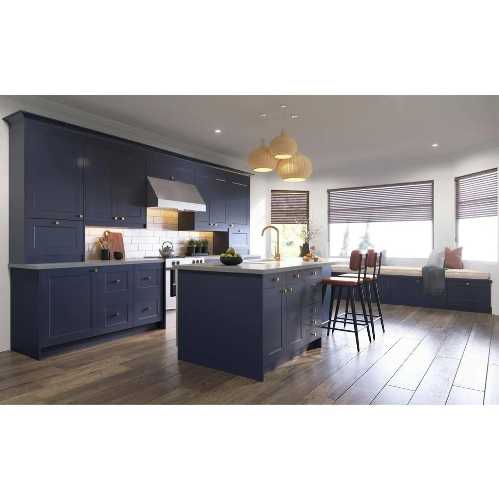 J COLLECTION Devon Painted Blue Recessed Assembled Sink Base Kitchen Cabinet w/ Full Height Doors (24 in. W x 34.5 in. H x 24 in. D), photo 3 of 8