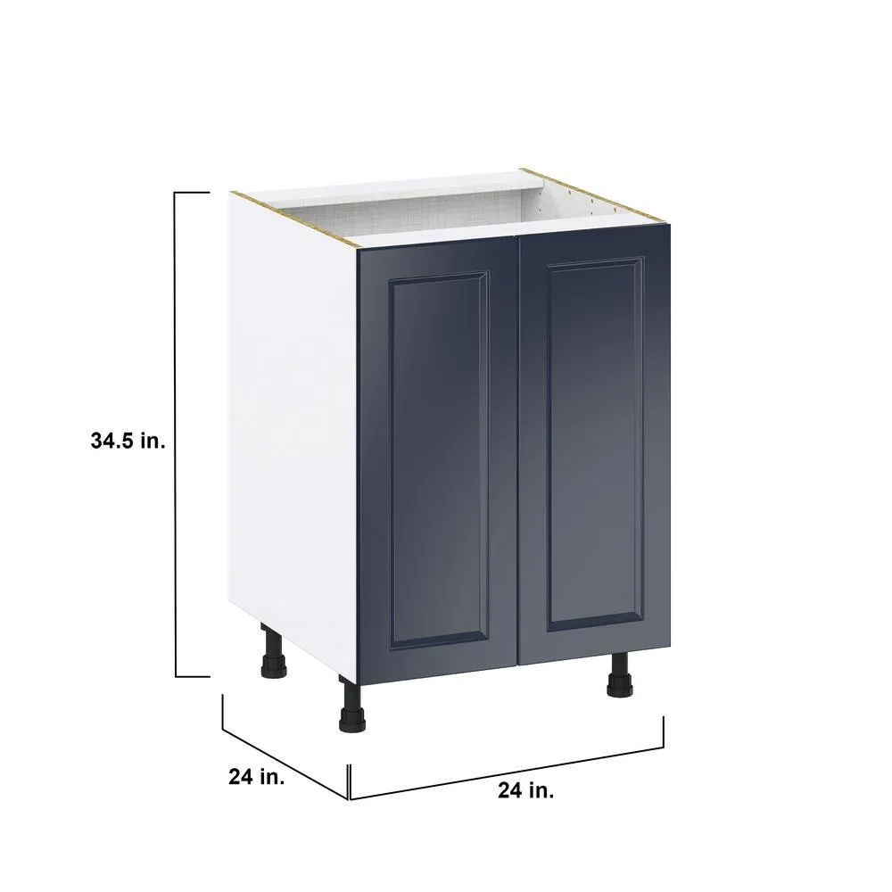 J COLLECTION Devon Painted Blue Recessed Assembled Sink Base Kitchen Cabinet w/ Full Height Doors (24 in. W x 34.5 in. H x 24 in. D), photo 4 of 8